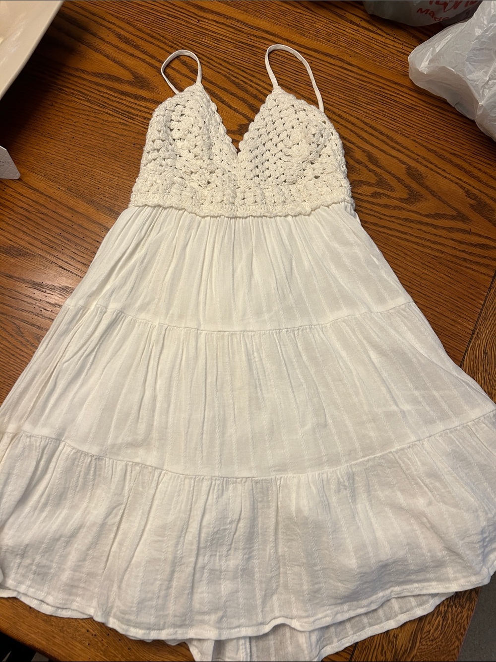 aerie White Spaghetti Strap Sundress with Elasticized Neckline/2